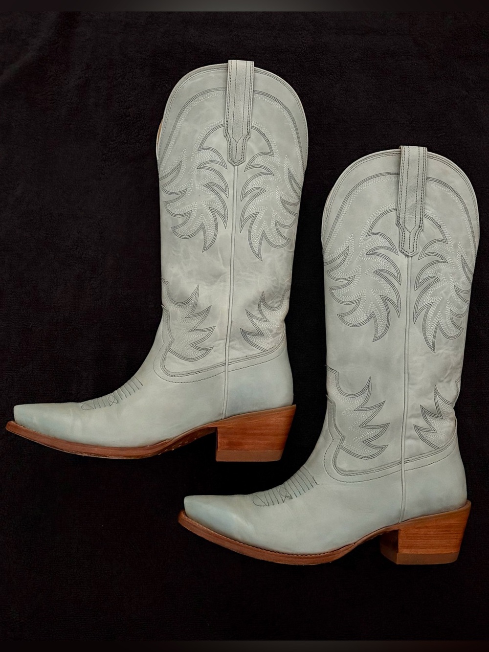 EUC Tecovas Annie Slate Blue Snip Toe Cowgirl Boots Handmade First Release